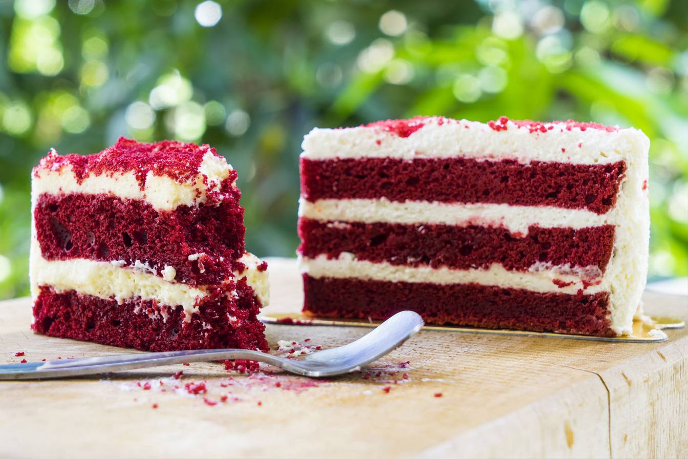 Slice of red velvet cake